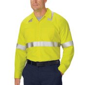 Bulwark Men's Midweight FR Hi-Vis Work Shirt in Yellow Green